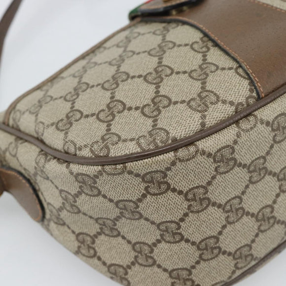 GUCCI GG Supreme Web Sherry Line Bag PVC Beige Gold 89 02 032 Auth 187818