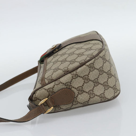 GUCCI GG Supreme Web Sherry Line Bag PVC Beige Gold 89 02 032 Auth 187818