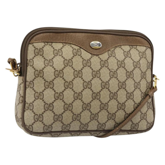 GUCCI GG Supreme Shoulder Bag PVC Beige Gold 97 02 068 Auth 187819