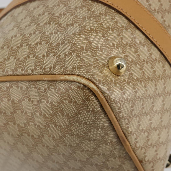 CELINE Macadam Canvas Hand Bag PVC Beige Gold Auth 187822