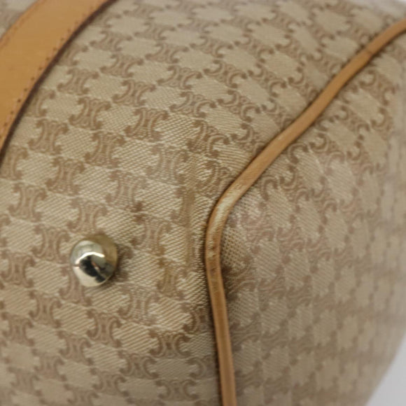 CELINE Macadam Canvas Hand Bag PVC Beige Gold Auth 187822