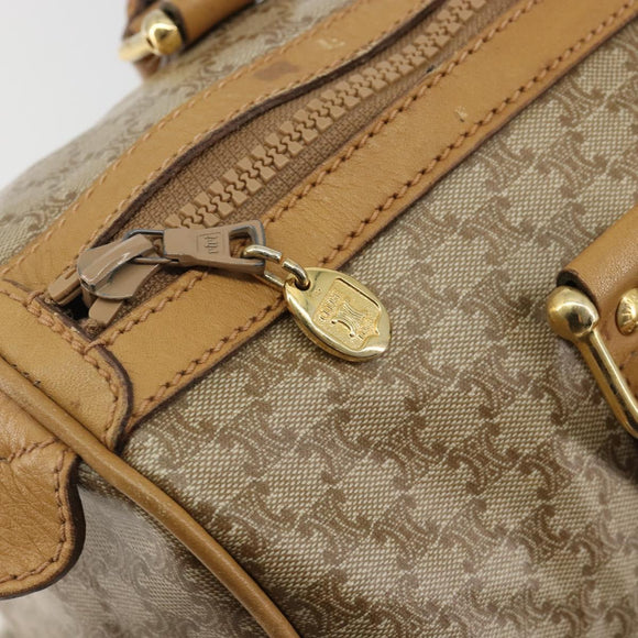 CELINE Macadam Canvas Hand Bag PVC Beige Gold Auth 187822