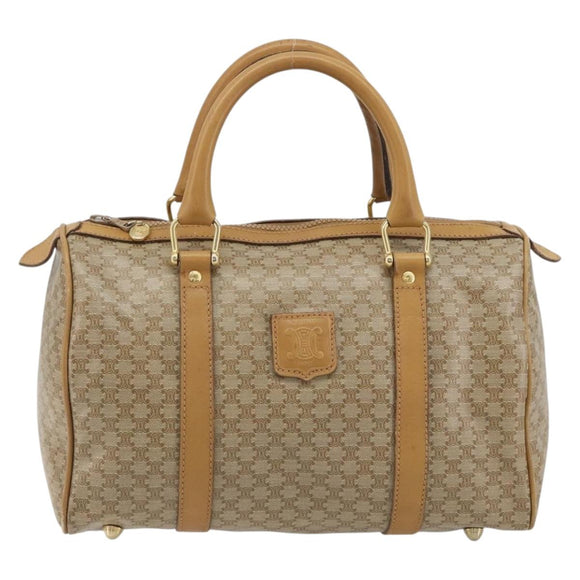 CELINE Macadam Canvas Hand Bag PVC Beige Gold Auth 187822
