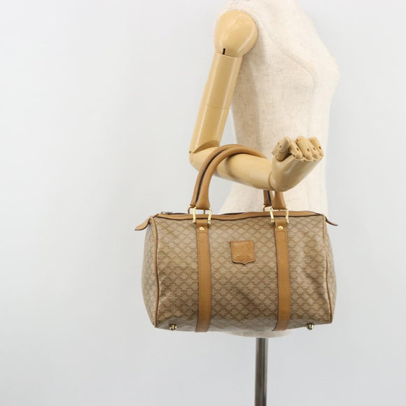 CELINE Macadam Canvas Hand Bag PVC Beige Gold Auth 187822