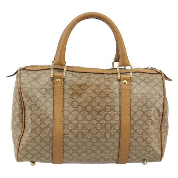 CELINE Macadam Canvas Hand Bag PVC Beige Gold Auth 187822