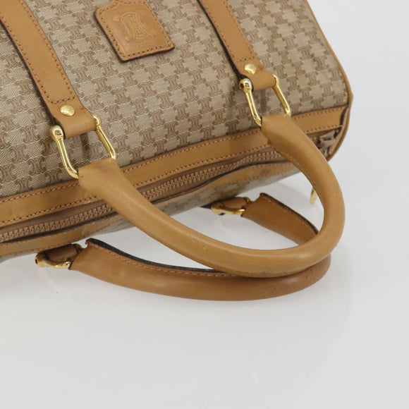 CELINE Macadam Canvas Hand Bag PVC Beige Gold Auth 187822