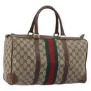 GUCCI GG Supreme Web Sherry Line Hand Bag PVC Beige Gold Auth 187823-1