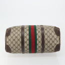 GUCCI GG Supreme Web Sherry Line Hand Bag PVC Beige Gold Auth 187823-5