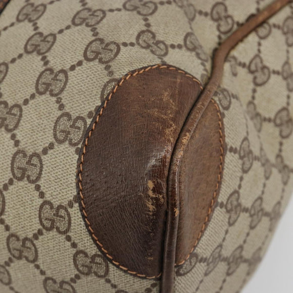 GUCCI GG Supreme Web Sherry Line Hand Bag PVC Beige Gold Auth 187823