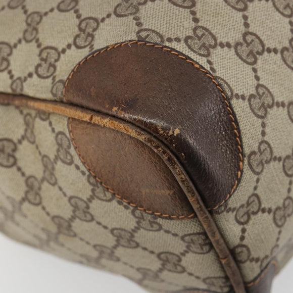 GUCCI GG Supreme Web Sherry Line Hand Bag PVC Beige Gold Auth 187823