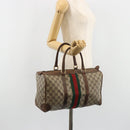 GUCCI GG Supreme Web Sherry Line Hand Bag PVC Beige Gold Auth 187823-22