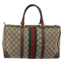 GUCCI GG Supreme Web Sherry Line Hand Bag PVC Beige Gold Auth 187823-2