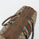 GUCCI GG Supreme Web Sherry Line Hand Bag PVC Beige Gold Auth 187823-6