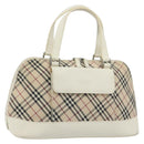 BURBERRY Nova Check Hand Bag Canvas Beige Silver Auth 187825A-1