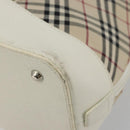 BURBERRY Nova Check Hand Bag Canvas Beige Silver Auth 187825A-9