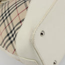 BURBERRY Nova Check Hand Bag Canvas Beige Silver Auth 187825A-14