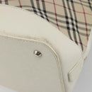 BURBERRY Nova Check Hand Bag Canvas Beige Silver Auth 187825A-15