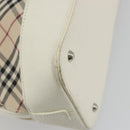 BURBERRY Nova Check Hand Bag Canvas Beige Silver Auth 187825A-16