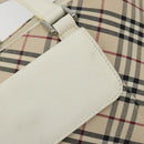 BURBERRY Nova Check Hand Bag Canvas Beige Silver Auth 187825A-10