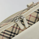 BURBERRY Nova Check Hand Bag Canvas Beige Silver Auth 187825A-17