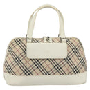 BURBERRY Nova Check Hand Bag Canvas Beige Silver Auth 187825A-13