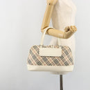 BURBERRY Nova Check Hand Bag Canvas Beige Silver Auth 187825A-23