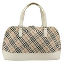 BURBERRY Nova Check Hand Bag Canvas Beige Silver Auth 187825A-2