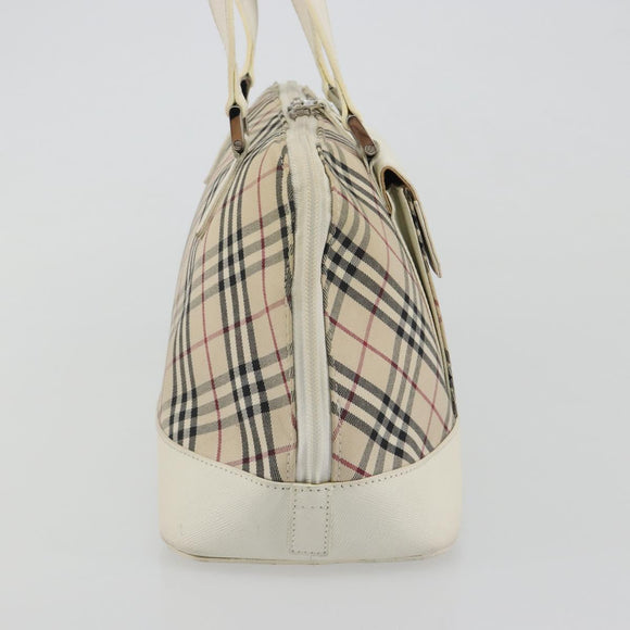 BURBERRY Nova Check Hand Bag Canvas Beige Silver Auth 187825A