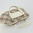 BURBERRY Nova Check Hand Bag Canvas Beige Silver Auth 187825A-6