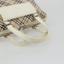 BURBERRY Nova Check Hand Bag Canvas Beige Silver Auth 187825A-7