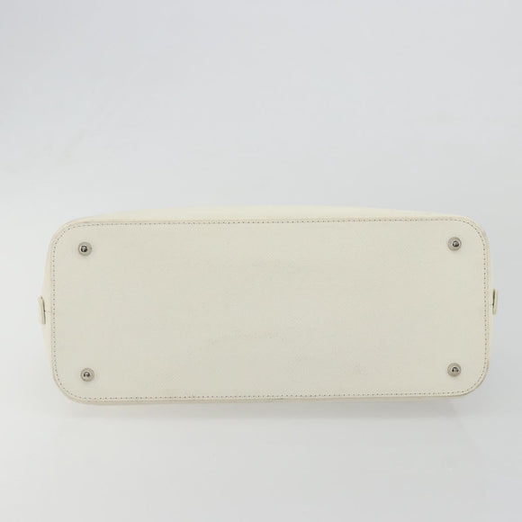 BURBERRY Nova Check Hand Bag Canvas Beige Silver Auth 187825A