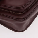 CARTIER Shoulder Bag Leather Bordeaux Gold Auth 187826-9