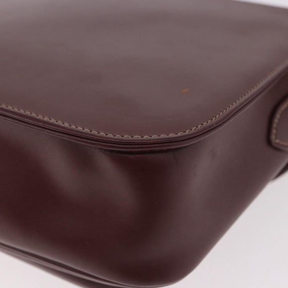 CARTIER Shoulder Bag Leather Bordeaux Gold Auth 187826