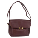 CARTIER Shoulder Bag Leather Bordeaux Gold Auth 187826-1