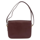 CARTIER Shoulder Bag Leather Bordeaux Gold Auth 187826-2