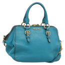 Miu Miu Hand Bag Leather 2way Turquoise Blue Gold Auth 187827-1