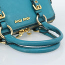 Miu Miu Hand Bag Leather 2way Turquoise Blue Gold Auth 187827-15