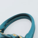Miu Miu Hand Bag Leather 2way Turquoise Blue Gold Auth 187827-16