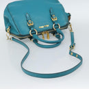 Miu Miu Hand Bag Leather 2way Turquoise Blue Gold Auth 187827-9