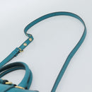 Miu Miu Hand Bag Leather 2way Turquoise Blue Gold Auth 187827-17