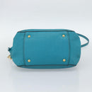Miu Miu Hand Bag Leather 2way Turquoise Blue Gold Auth 187827-7