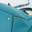 Miu Miu Hand Bag Leather 2way Turquoise Blue Gold Auth 187827-18