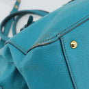 Miu Miu Hand Bag Leather 2way Turquoise Blue Gold Auth 187827-19