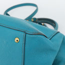 Miu Miu Hand Bag Leather 2way Turquoise Blue Gold Auth 187827-20