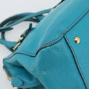 Miu Miu Hand Bag Leather 2way Turquoise Blue Gold Auth 187827-21