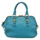 Miu Miu Hand Bag Leather 2way Turquoise Blue Gold Auth 187827-13