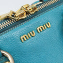 Miu Miu Hand Bag Leather 2way Turquoise Blue Gold Auth 187827-22