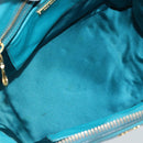 Miu Miu Hand Bag Leather 2way Turquoise Blue Gold Auth 187827-11