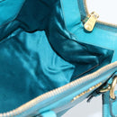 Miu Miu Hand Bag Leather 2way Turquoise Blue Gold Auth 187827-25