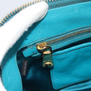 Miu Miu Hand Bag Leather 2way Turquoise Blue Gold Auth 187827-28